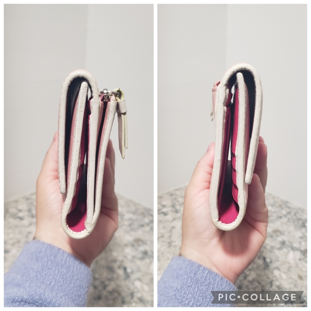 Coach Pink and White Leather Chain Wallet - Picture 3 of 12